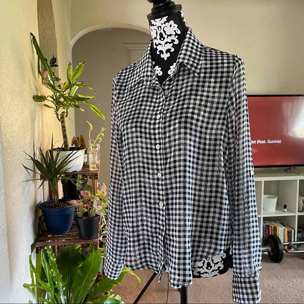 American Rag Cie Sheer Checkered Blouse